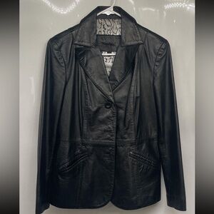 Guess Lined Black Leather Jacket/Coat  Size M